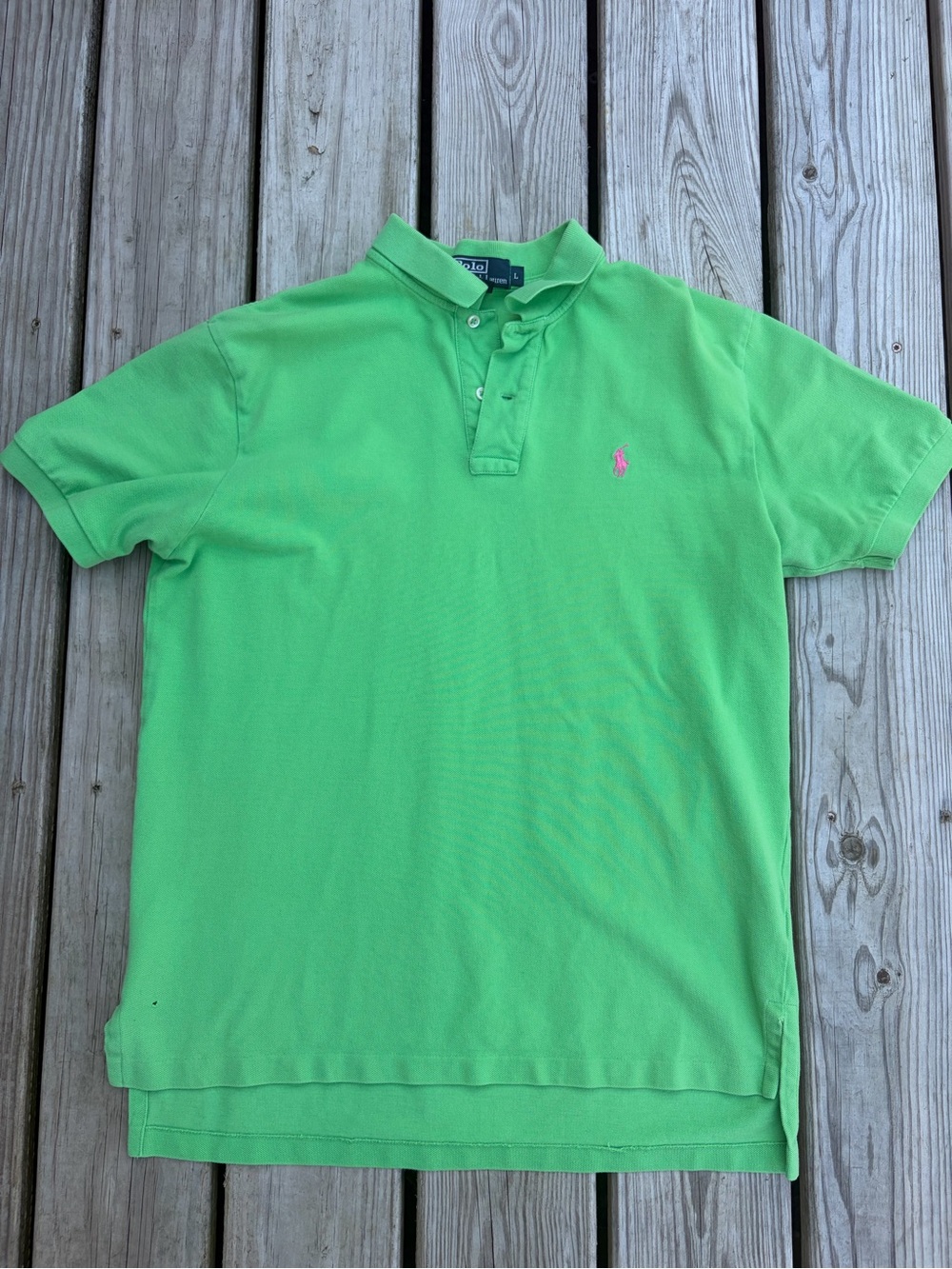 Polo Ralph Lauren Mens Lime Green Classic Short Sleeve Polo Shirt Size L FLAW